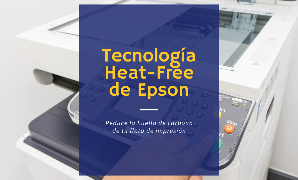 Comparativa de consumo energético y sostenibilidad usando equipos Epson Heat-Free en la oficina.